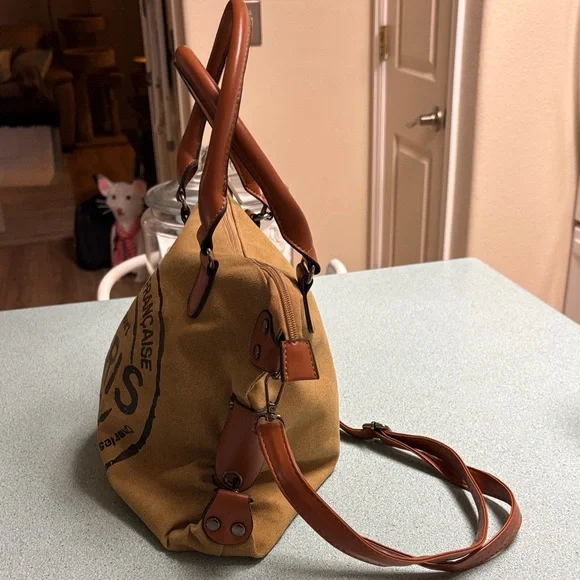 Brown Paris Print Crossbody/Shoulder Bag - Picture 2 of 11